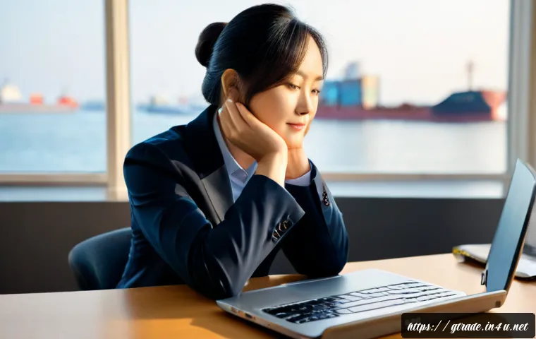 무역 전문가의 스트레스 관리 전략 - Photorealistic international trade professional in a calm modern office, middle-aged businessperson ...